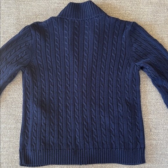 RALPH LAUREN Vintage Navy Cable Knit Zipper Sweater with Gold EUC Size M - Picture 5 of 5